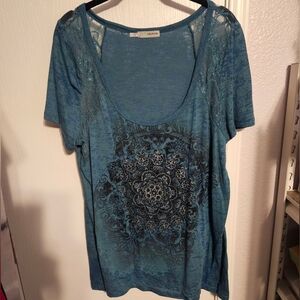 Maurices Blue Mandala Short Sleeve Tee